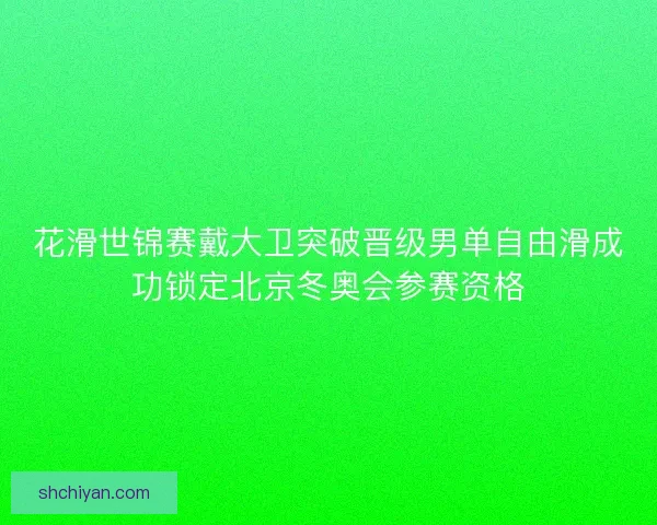花滑世锦赛戴大卫突破晋级男单自由滑成功锁定北京冬奥会参赛资格
